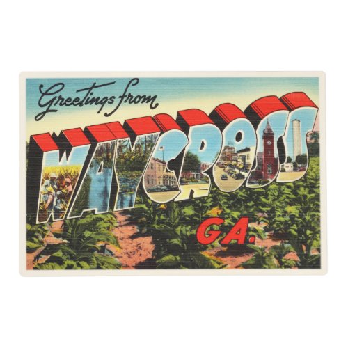 Waycross Georgia GA Old Vintage Travel Souvenir Placemat