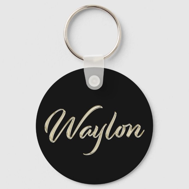 Waylon Name whitegold Button Schlüsselanhänger Keychain (Front)