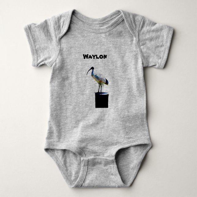 Waylon Name With Bin Chicken, Baby Bodysuit (Front)