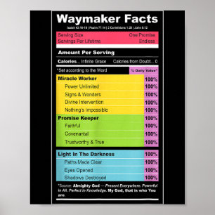 Waymaker Facts Christian Tee _ Faith Nutrition Lab Poster