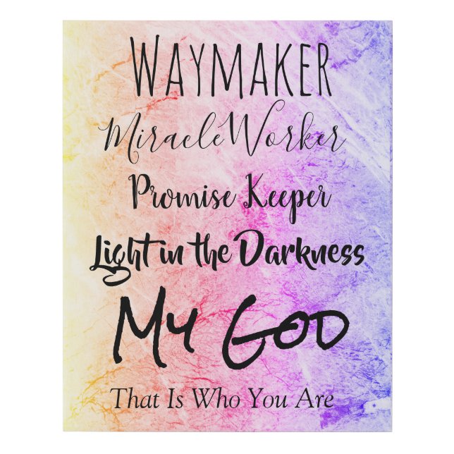 Waymaker Inspirational Christian Faux Canvas Print (Front)