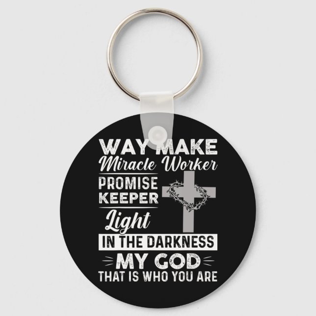 Waymaker Miracle Worker Promise Keeper Light Jesus Keychain (Front)