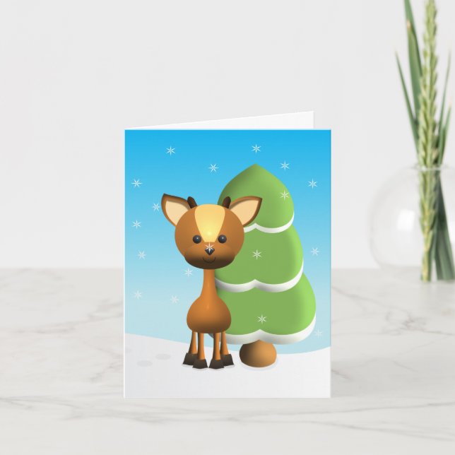Wayne Deer in the Snow Holiday Card (Front)
