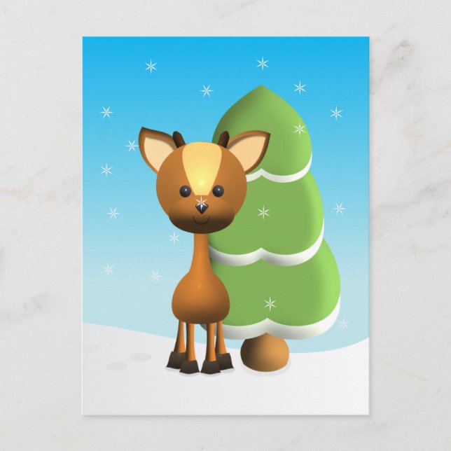 Wayne Deer in the Snow Postcard (Front)