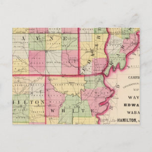 Wayne, Edwards, Wabash, Hamilton, White counties Postcard