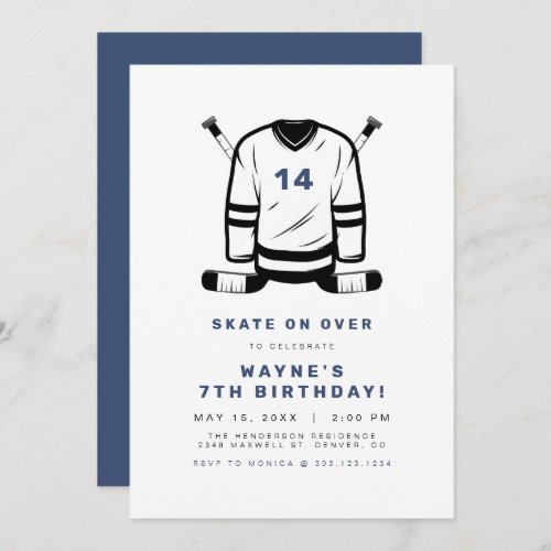 WAYNE Hockey Player Sport Themed Boy Birthday Invitation