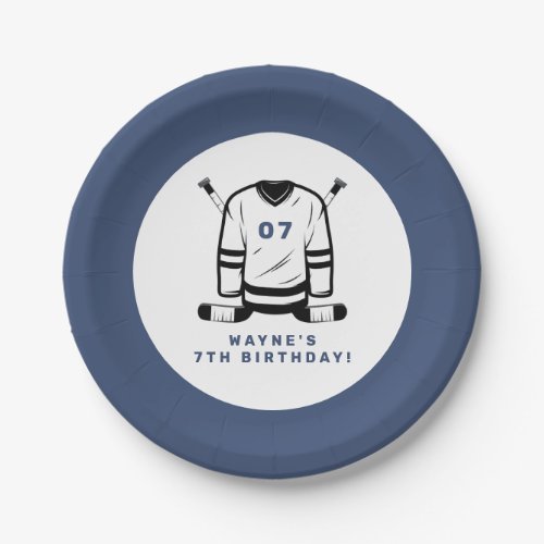 WAYNE Hockey Player Sport Themed Boy Birthday Paper Plates