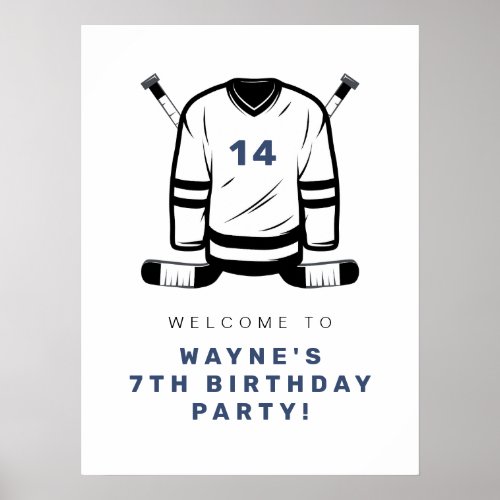 WAYNE Hockey Player SportS Boy Birthday Welcome Poster