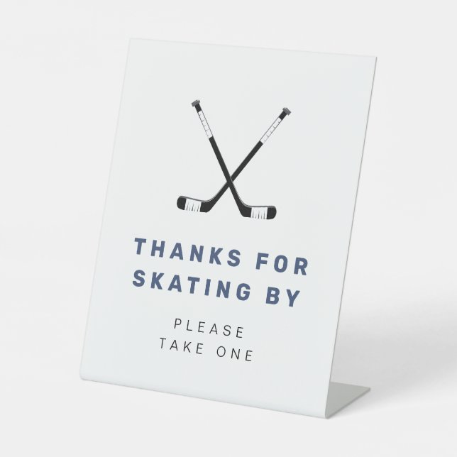 WAYNE Hockey Sport Themed Birthday Favors Pedestal Sign (Front)