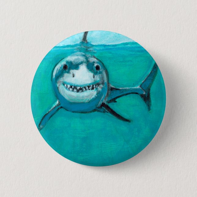 "Wayne" The Great White Shark Button (Front)