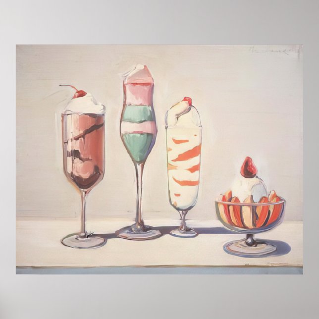 wayne thiebaud - four sundaes poster (Front)