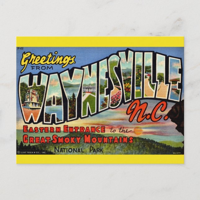 Waynesville Great Smoky Mountains Postcard (Front)
