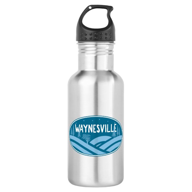 Waynesville North Carolina Outdoors Stainless Steel Water Bottle (Front)