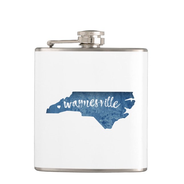 Waynesville North Carolina Wood Grain Flask (Front)