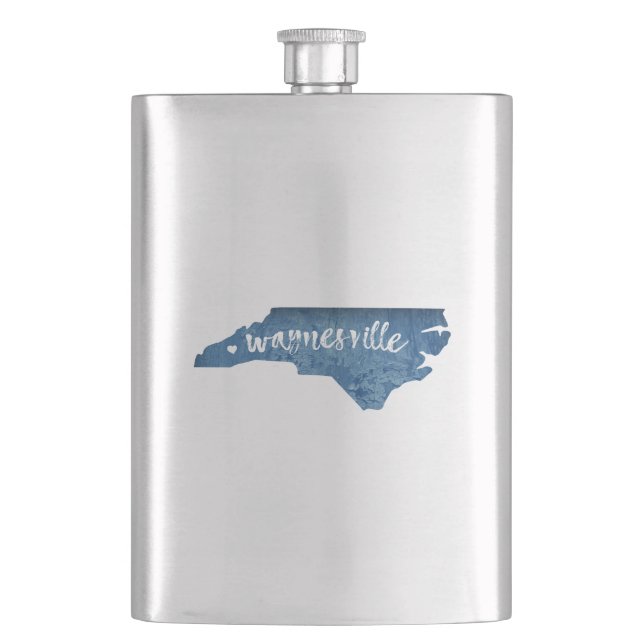 Waynesville North Carolina Wood Grain Flask (Front)