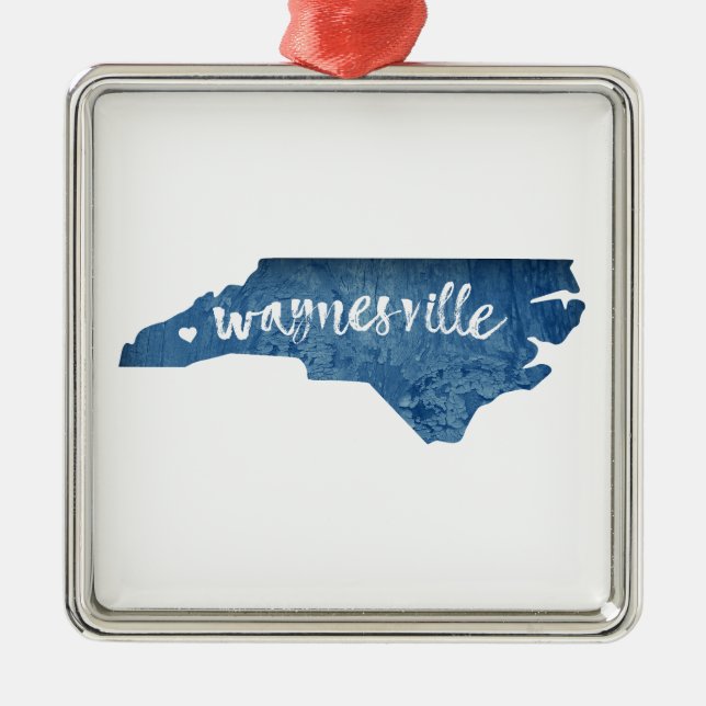 Waynesville North Carolina Wood Grain Metal Ornament (Front)