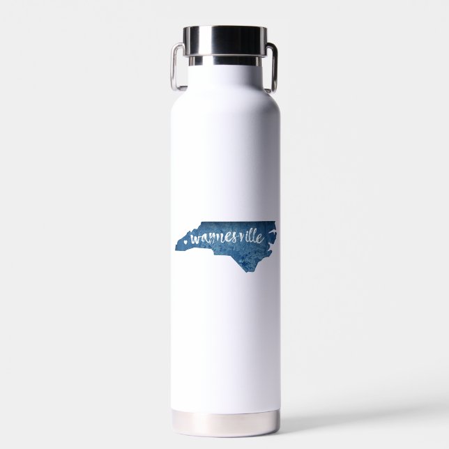 Waynesville North Carolina Wood Grain Water Bottle (Front)