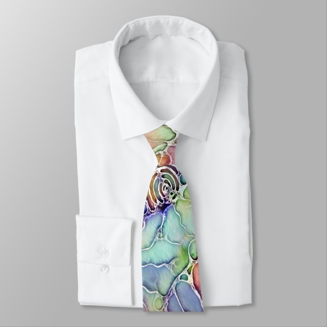 Ways Of Life - Neurographic Art Pattern 1 Neck Tie (Tied)