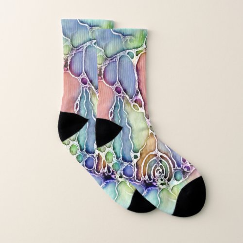 Ways Of Life _ Neurographic Art Pattern 1 Socks