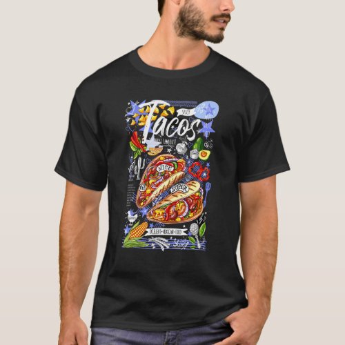Ways To My Heart Cool Mexican Tacos Menu Short Sle T-Shirt