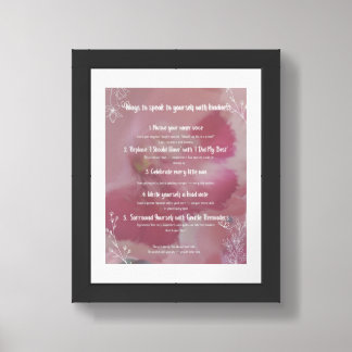 Ways to Speak to yourself with Kindness Therapy  Framed Art