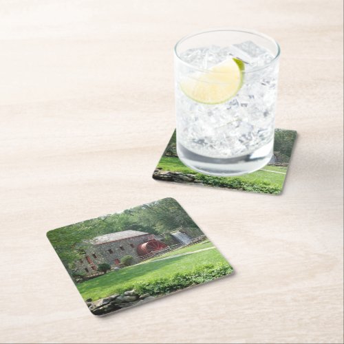 Wayside Grist Mill Sudbury MA Photograph Square Paper Coaster