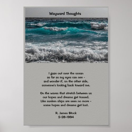 Wayward Thoughts Ocean Poster with Poem