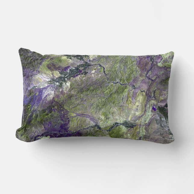 Waziristan Hills Satellite Image Pillow (Front)