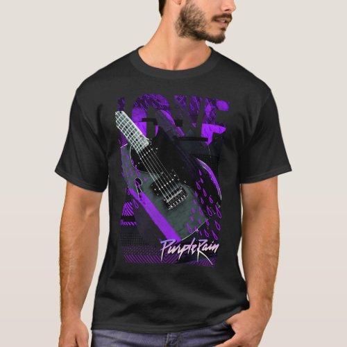 Wb100 Purple Rain Love Guitar Prince Collage Logo T_Shirt
