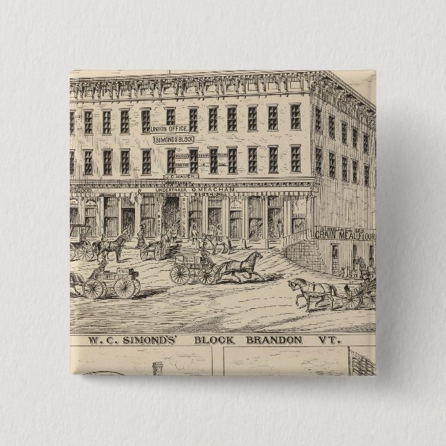 WC Simond's' Block in Brandon Button (Front)