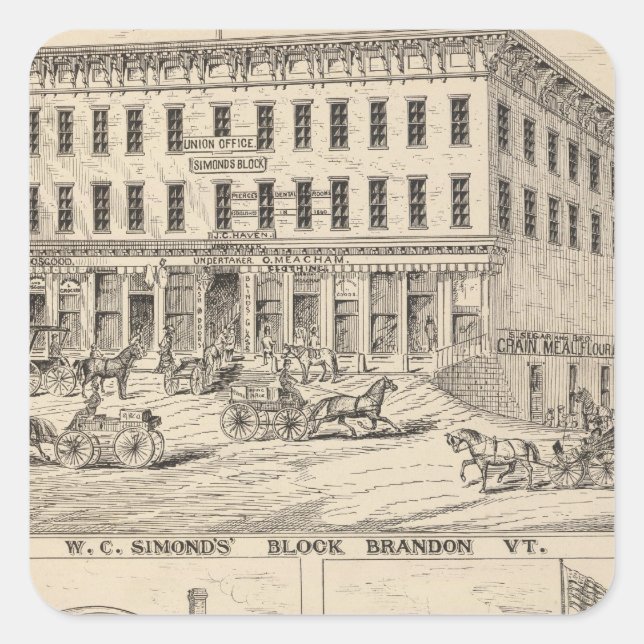 WC Simond's' Block in Brandon Square Sticker (Front)