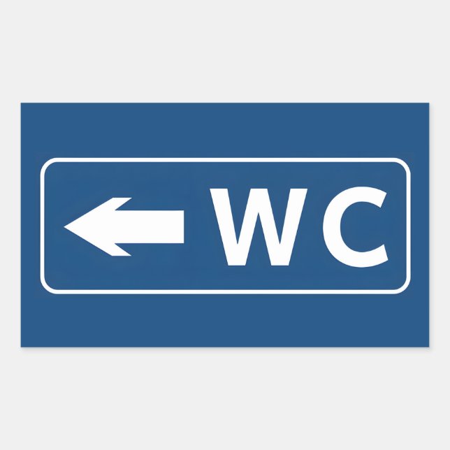WC Toilet Restroom Sign Rectangular Sticker (Front)