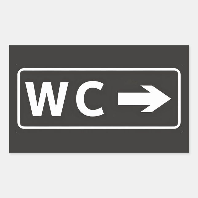 WC Toilet Restroom Sign Rectangular Sticker (Front)