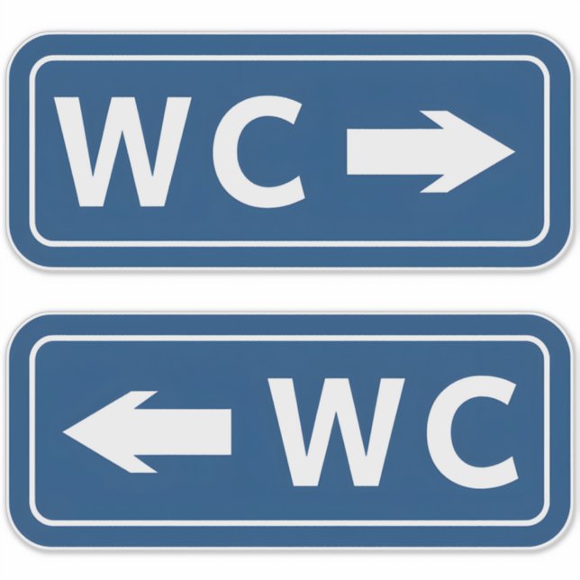 WC Toilet Restroom Sign Sticker (Front)