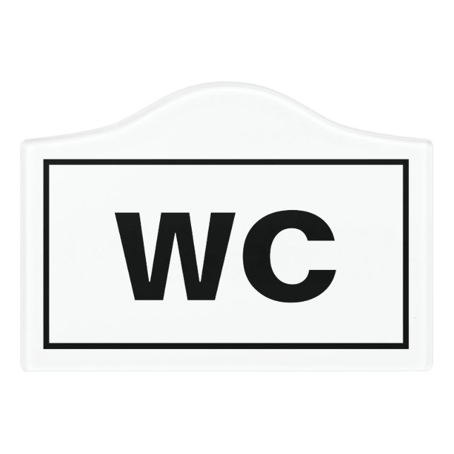 WC toilet restroom washroom symbol door sign (Small Crest Front)