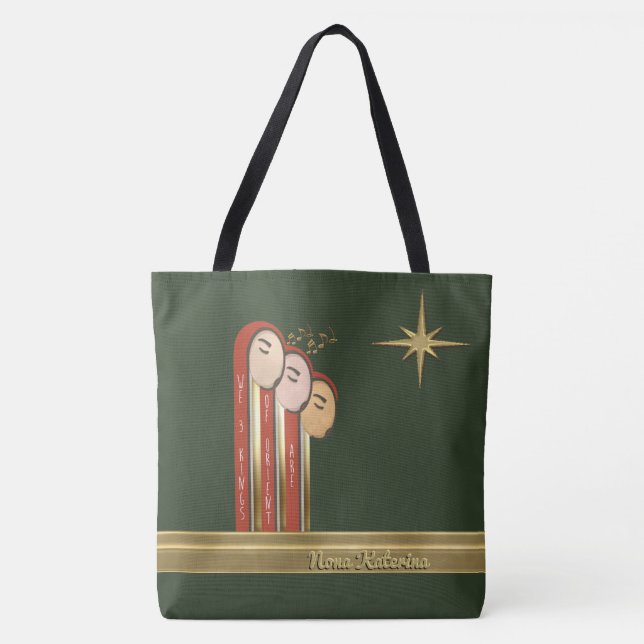We 3 Kings - Art Deco Christmas Personalized Tote Bag (Front)