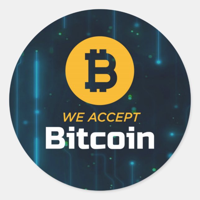 We Accept Bitcoin Circle Sticker (Front)
