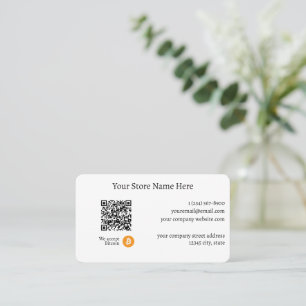 We Accept Bitcoin QR Code White Business Card