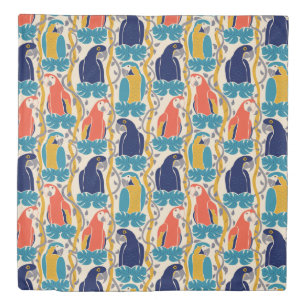 We All Caw For Macaws Tropical Bird Pattern Duvet Cover