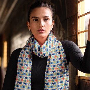 We All Caw For Macaws Tropical Bird Pattern Scarf