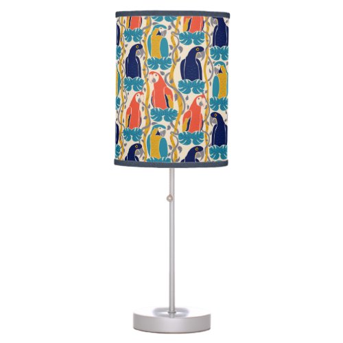 We All Caw For Macaws Tropical Bird Pattern Table Lamp