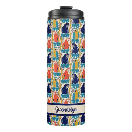 We All Caw For Macaws Tropical Bird Pattern Thermal Tumbler