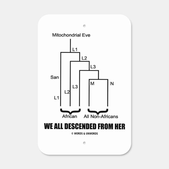 We All Descended From Her Mitochondrial Eve Metal Sign (Front)