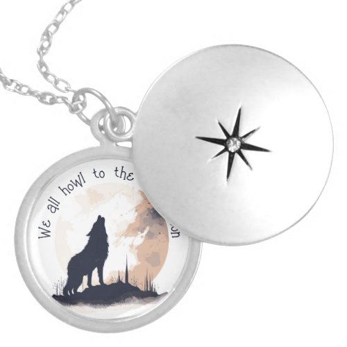 We All Howl to the Same Moon Inspirational Quote Locket Necklace