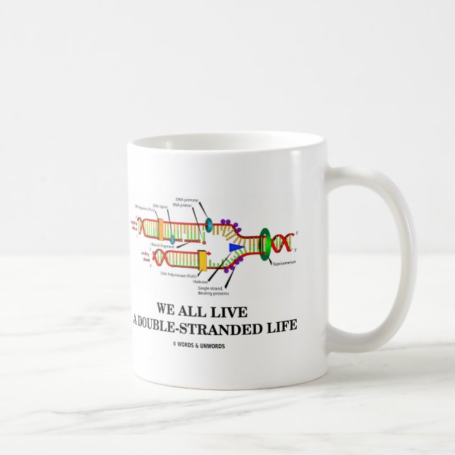 We All Live A Double-Stranded Life (DNA Humor) Coffee Mug (Right)