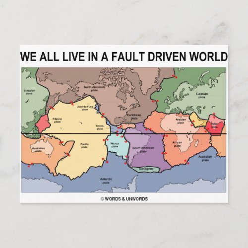 We All Live In A Fault Driven World Geology Map Postcard