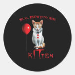 We All Meow Clown Cat Kitten Halloween Funny Cute  Classic Round Sticker