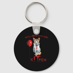 We All Meow Clown Cat Kitten Halloween Funny Cute  Keychain