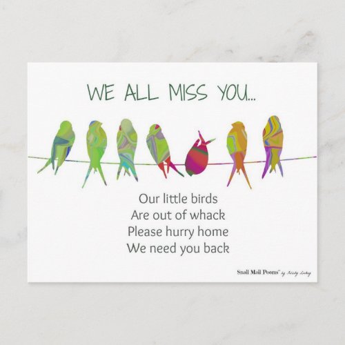 We All Miss You Poem from Kids Postcard