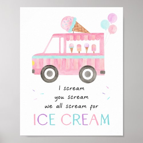 We All Scream For Ice Cream Party Sign